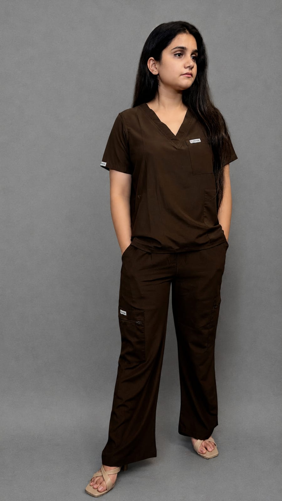 CHICITSA Espresso brown Medical Scrub Set