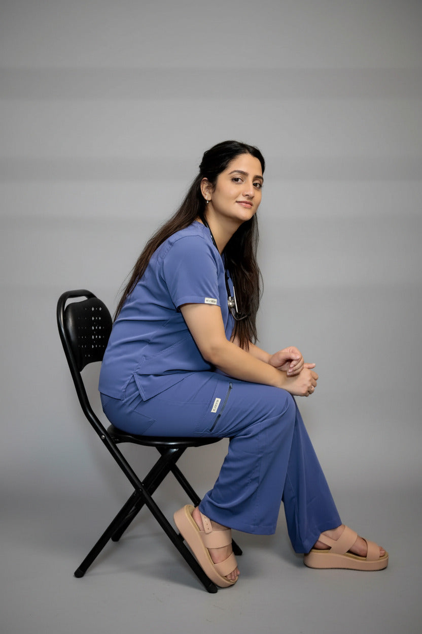 CHICITSA Denim Indigo Medical Scrub Set