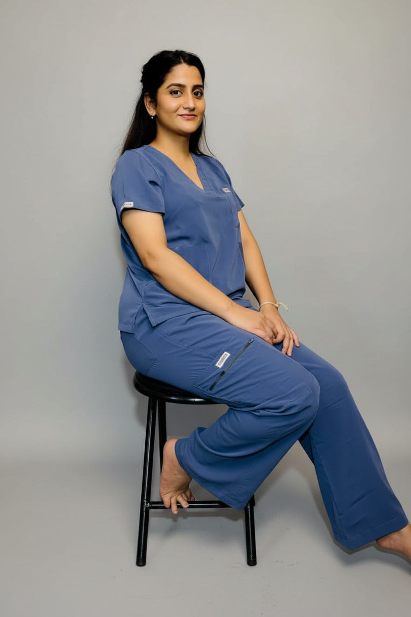 CHICITSA Denim Indigo Medical Scrub Set