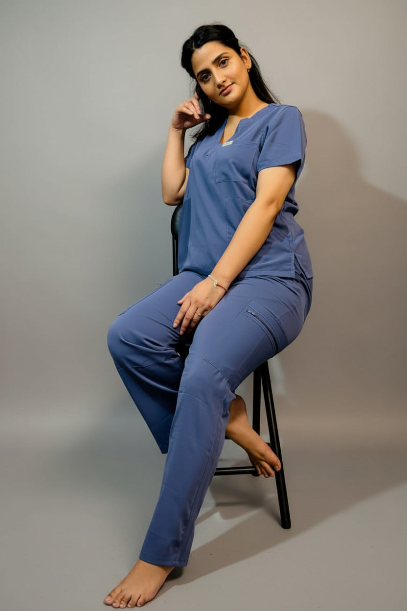 CHICITSA Denim Indigo Medical Scrub Set