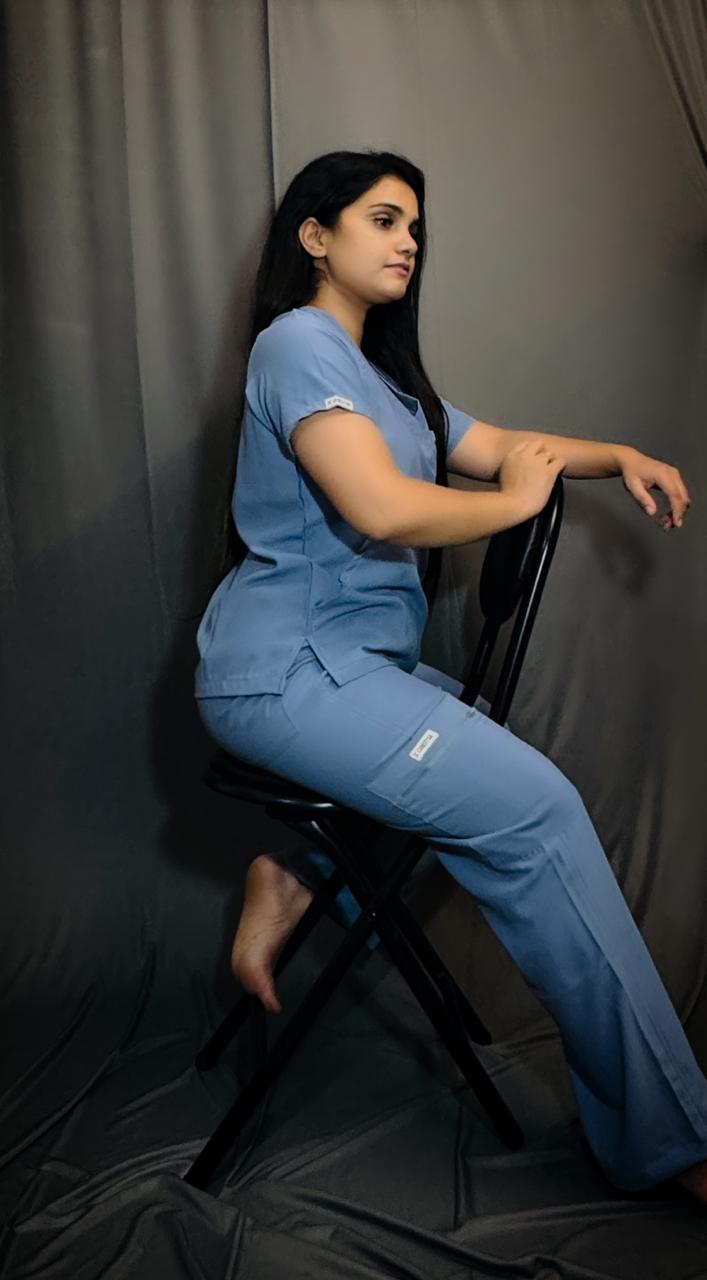 CHICITSA Olive Slate Blue Scrub Set