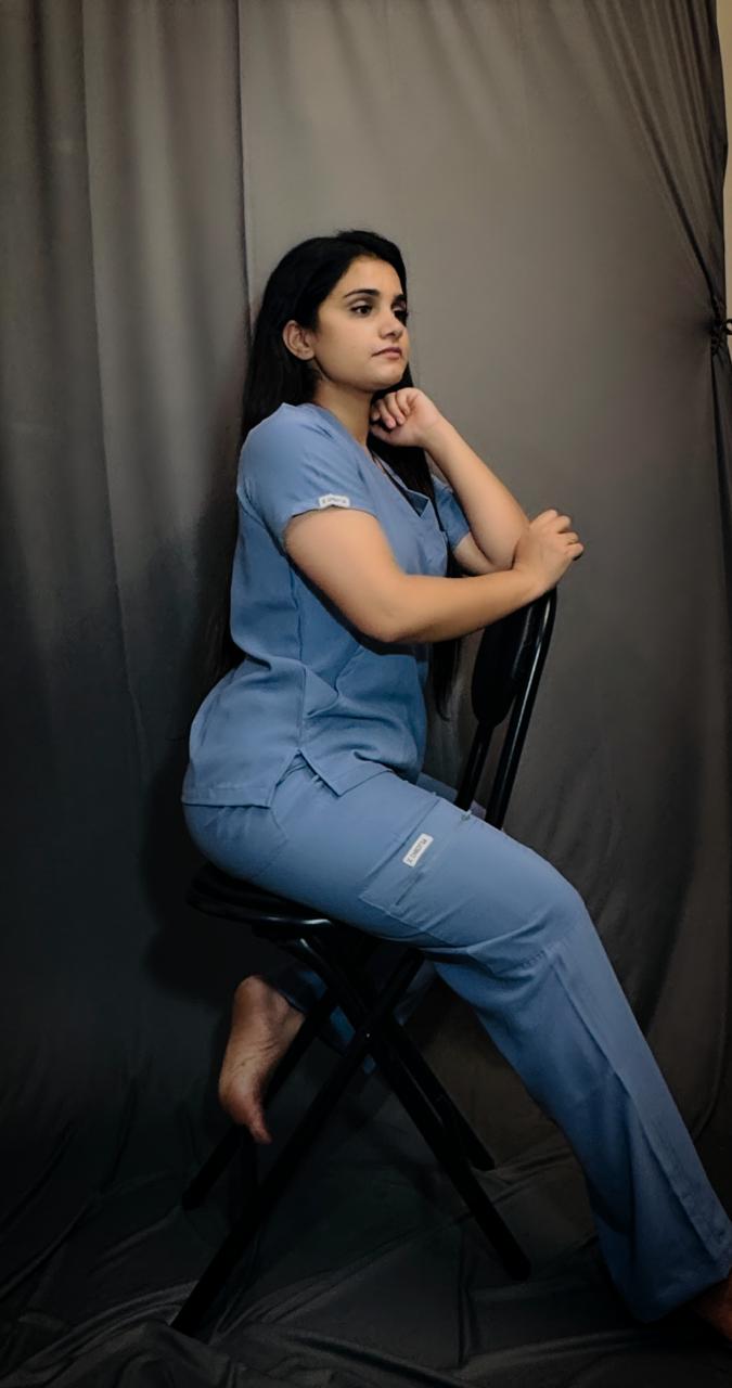CHICITSA Olive Slate Blue Scrub Set