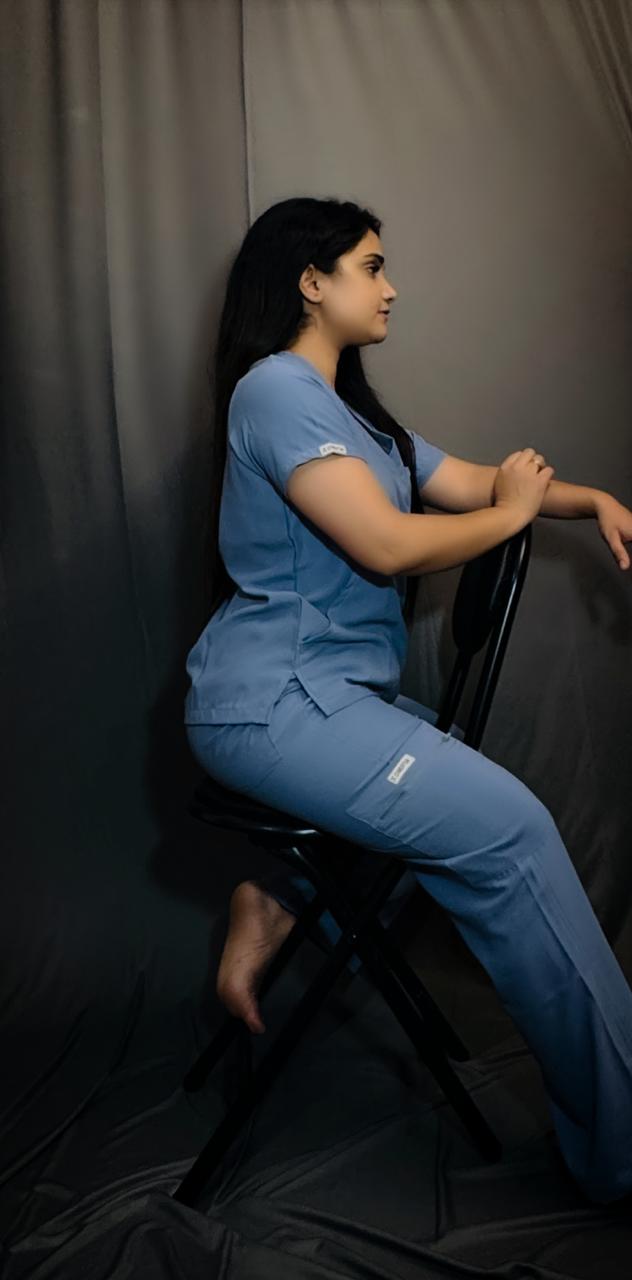 CHICITSA Olive Slate Blue Scrub Set