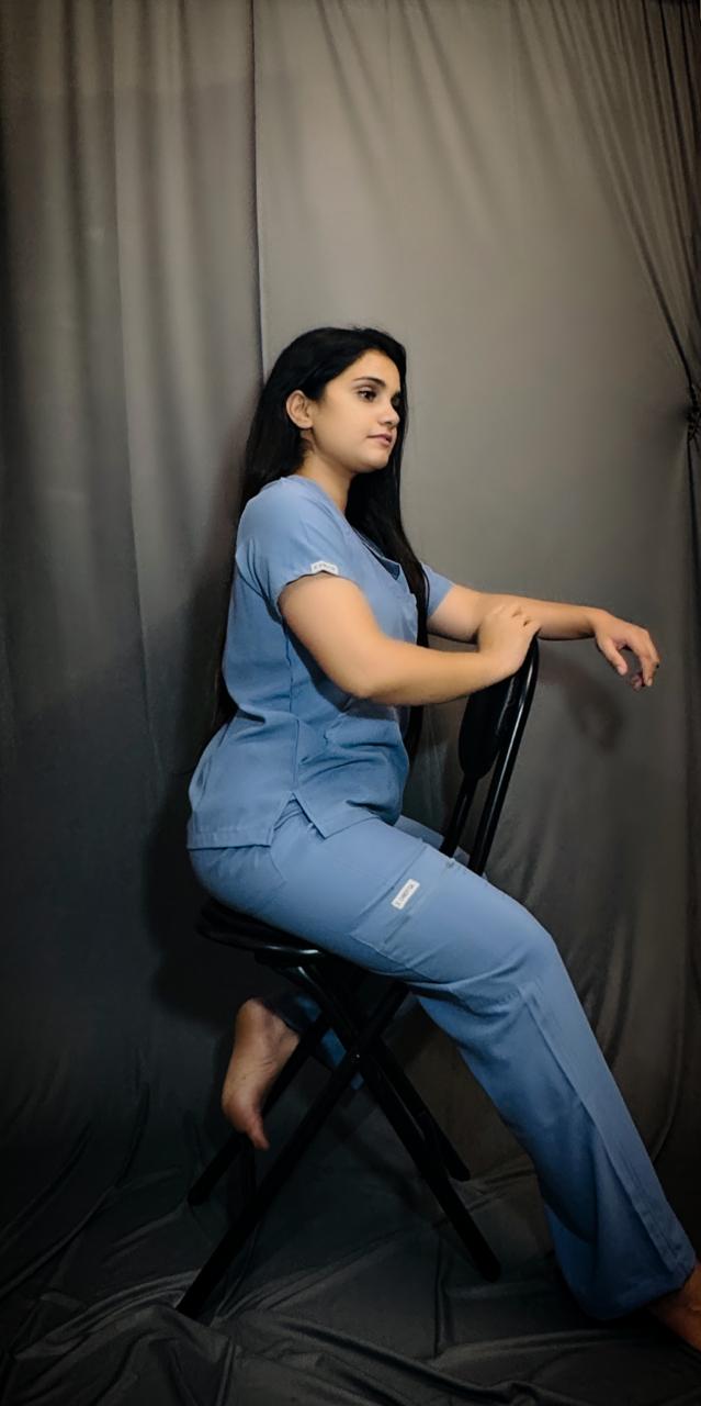 CHICITSA Olive Slate Blue Scrub Set