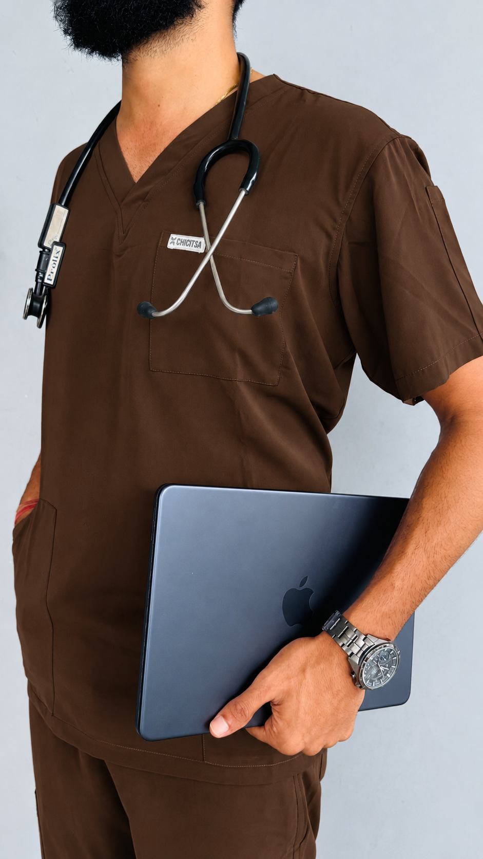 CHICITSA MEN SCRUBS SET - ESPRESSO BROWN
